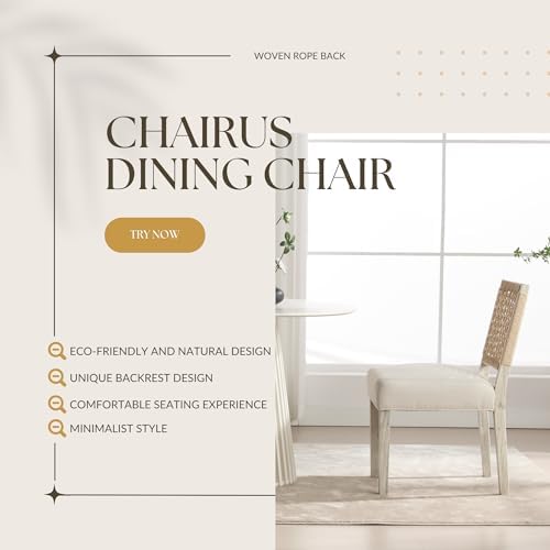 chairus upholstered Dining Chairs Set of 4, Boho Coastal Dining Room Chairs w...