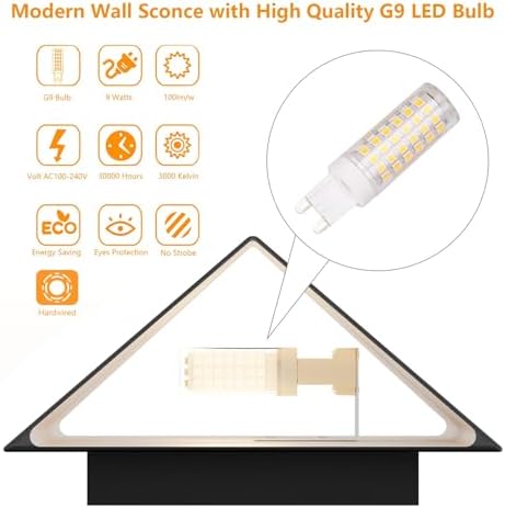 Tipace Black Wall Sconce 2 Packs Hardwired Indoor Modern Wall Lights LED Up a...