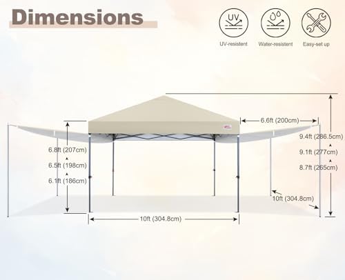 MASTERCANOPY 10x10 Pop Up Canopy Tent with 2 Shelters,230 Sq ft Beige