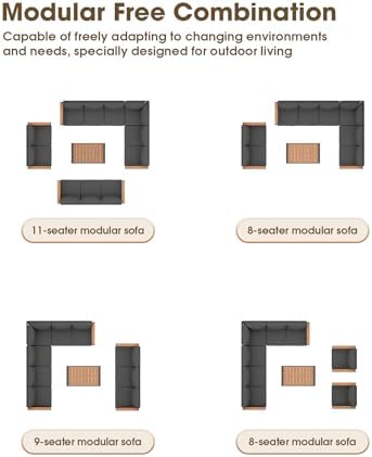 Aluminum Outdoor Patio Furniture Set 8 Seats, Outdoor Sectional Corner Sofa, ...