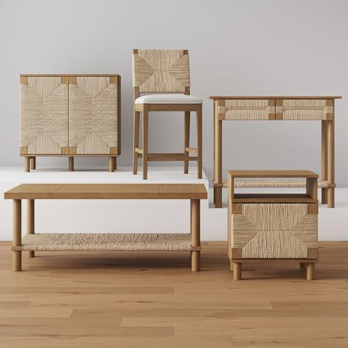 Nathan James Beacon Bohemian Boucle Bar Stool, Upholstered Counter Height Cha...
