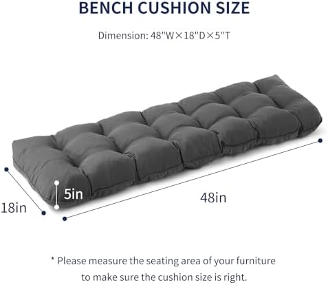 IPYNBAP Outdoor Bench Cushion, 48x18x5 Inch, Dark Grey