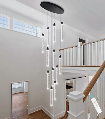 12-Lights Modern Chandeliers for Entryway High Ceiling Chandelier LED Dimmabl...