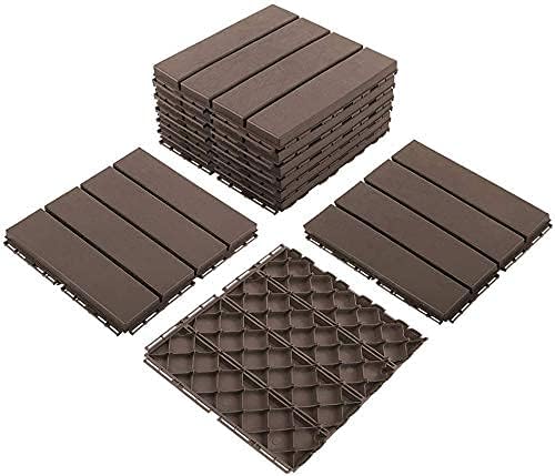 domi outdoor living Patio Deck Tiles, 12 x 12 inches Composite Interlocking D...