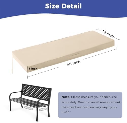 IPYNBAP Outdoor Bench Cushion Waterproof, 48x18x3 Inch, Beige