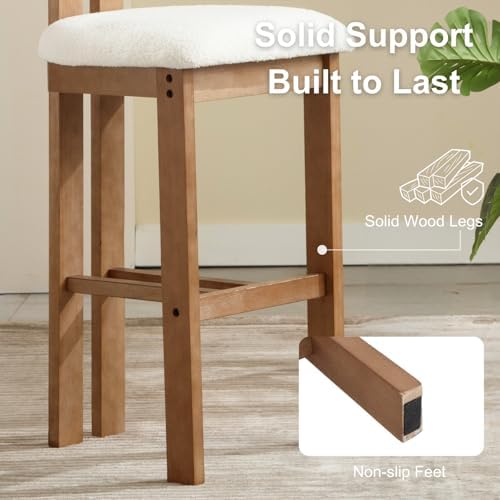 DUOMAY Modern Bar Stools Set of 2, 26'' Counter Height Bar Stools wit...