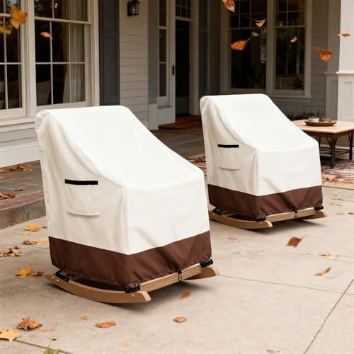 Outdoor Adirondack Rocking Chair Cover 2 Pack, Heavy Duty 600D Waterproof Pat...