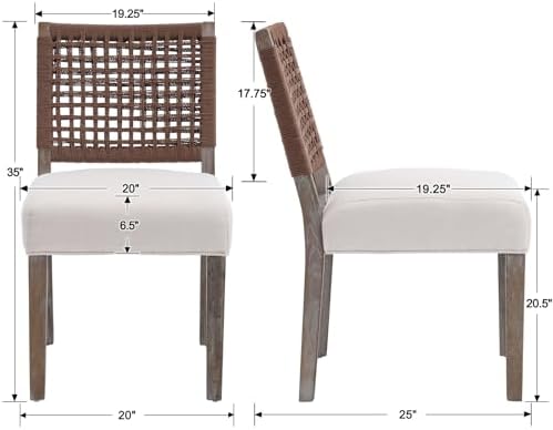 Farmhouse Dining Chairs Set of 4, Modern Linen Upholstered Kitchen Chairs wit...