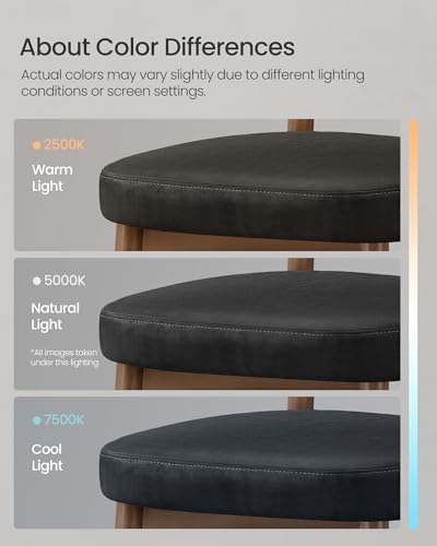 VASAGLE Wooden Bar Stools Set of 2, Synthetic Leather, Ink Black