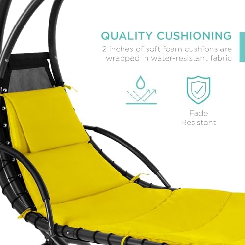 Best Choice Products Outdoor Hanging Curved Steel Chaise Lounge Chair Swing w...