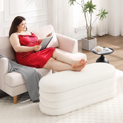 Busaurus Storage Ottoman Bench 49.2 Inch Upholstered Fabric Storage Bench for...