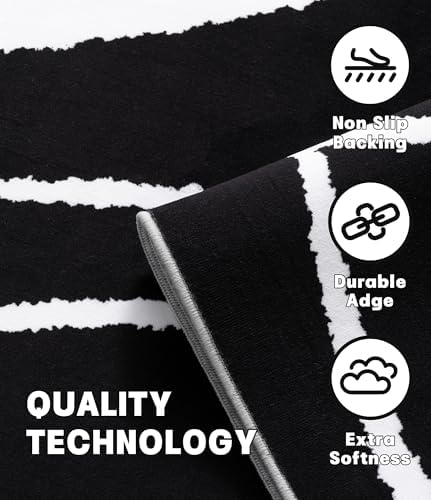 YIHOUSE Black Modern Area Rug 6x9,Abstract Rugs for Bedroom,Black and White G...