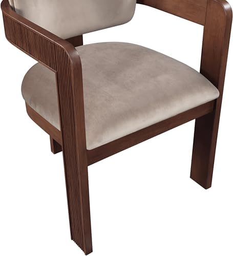 Meridian Furniture Sacha Velvet/Rubberwood Dining Chair, Taupe, Set of 2