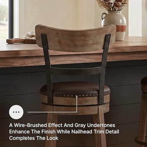 Signature Design by Ashley Pinnadel 30" Swivel Bar Height Barstool, Brown