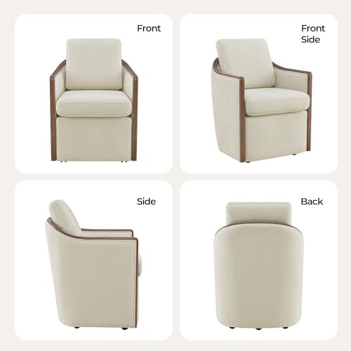 CHITA Upholstered Dining Chairs Set of 4 with Hidden Casters, Cream