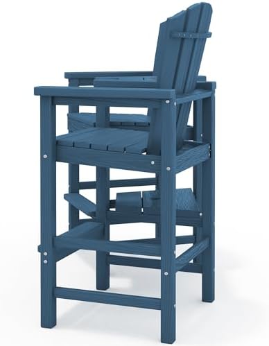KINGYES Tall Adirondack Chair Set of 2 with Double Connecting Trays, Blue