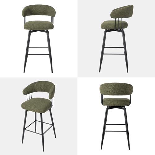Glitzhome Swivel Bar Stools Set of 2, 31.5 Inch Seat Height Modern Mid Centur...