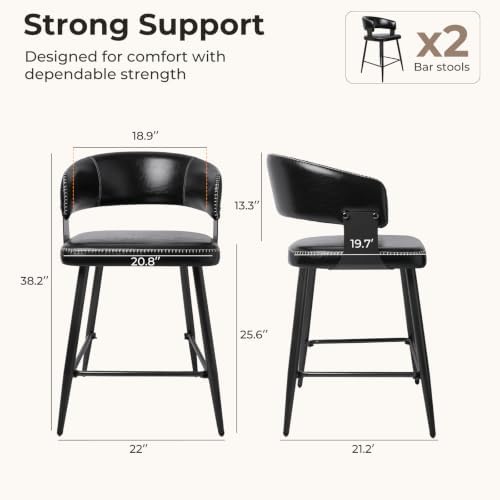 Bar Stools Set of 2, 26" Modern Counter Height Island Stools