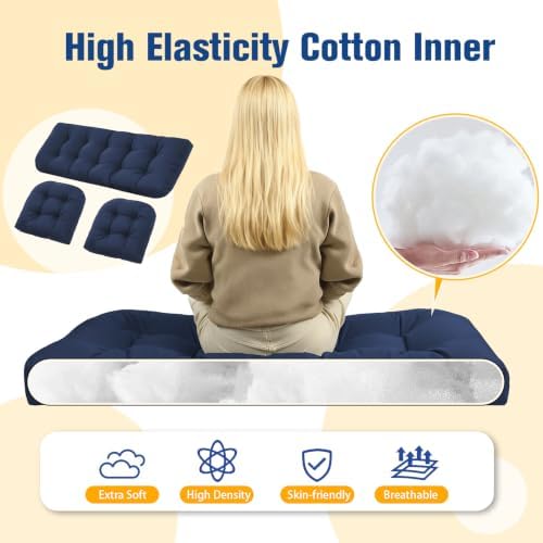 Outdoor Chair Cushions, Patio Wicker Furniture Seat Pads, Waterproof