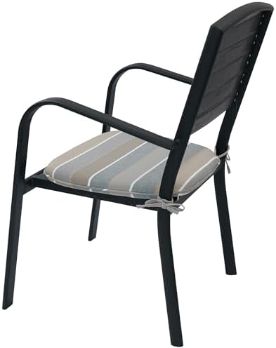 FUNHOME Indoor/Outdoor Chair Cushions Set of 2, 17x16x2Inch-Grey Stripe