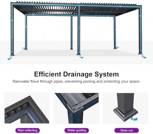 PURPLE LEAF Louvered Pergola 13' x 20' Aluminum Pergola w/Independent...