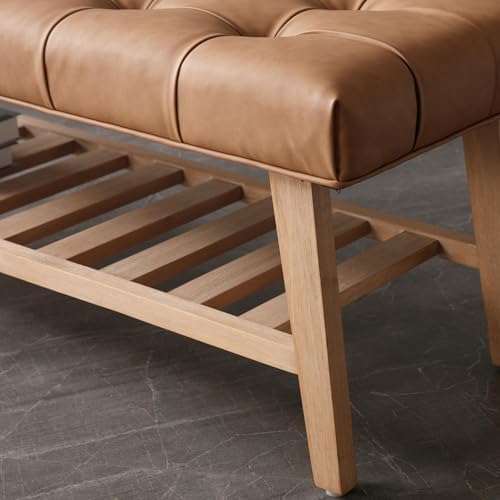Entryway Shoe Bench Storage Benches with Upholstered Button Tufted Seat and O...