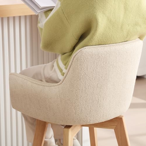 ONEVOG Swivel Counter Height Bar Stools with Backs, Natural Solid Wood Legs