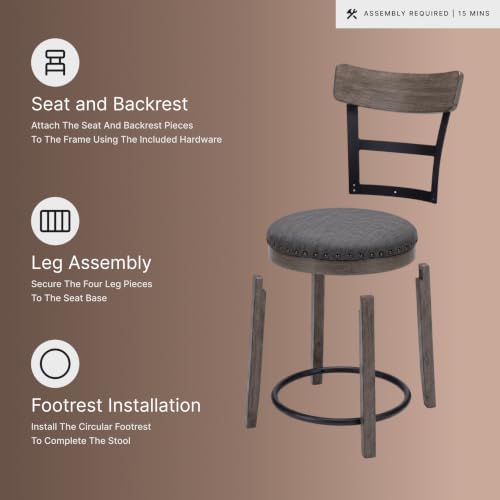 Signature Design by Ashley Caitbrook Swivel 30" Bar Height Bar Stool, Gray