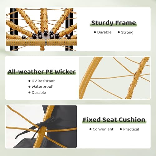 Bifanuo Double Hanging Egg Chair with Stand, Outdoor Indoor Swing Chair with ...