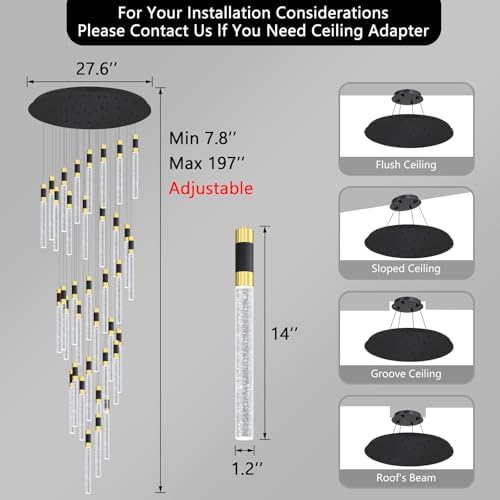 16 Foot High Ceiling Chandeliers for Living Room Entryway 32 Lights LED Light...