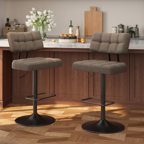 Adjustable Height Linen Bar Stools, Counter Height Barstools