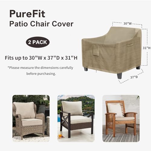 PureFit Outdoor Chair Covers Waterproof 2 Pack Patio Furniture Seat Covers