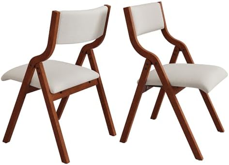 Ball & Cast Upholstered Folding Chairs Set of 2,with Padded Seat,Wooden P...