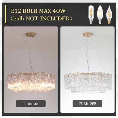 CATINER Modern 24" Crystal Glass Chandelier 10-Light Gold Chandeliers