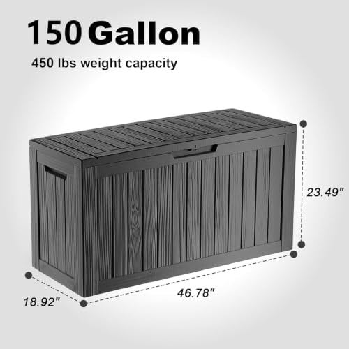 EasyUp 150 Gal Deck Box Waterproof Outdoor Storage Box Gray