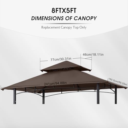 MASTERCANOPY Replacement Canopy top for Grill Gazebo L-GG001PST-F, Brown