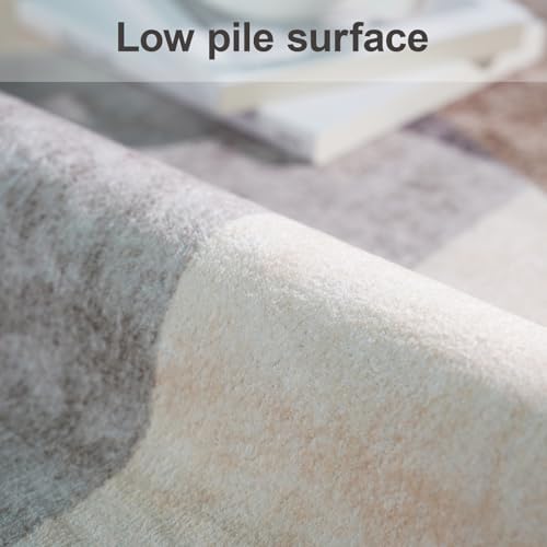 8x10 Washable Area Rug for Living Room - Non-Slip Geometric Rugs Tan Beige