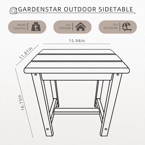 GARDENSTAR Adirondack Square Side Table,one-Tier Outdoor end Table, Patio Sid...