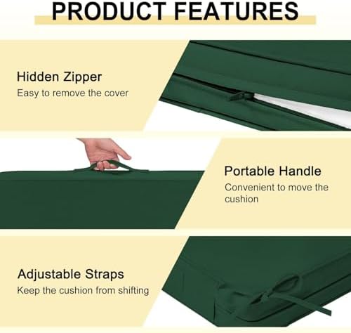 downluxe Waterproof Outdoor Chair Cushions Set of 2, 19" x 19" x 3&...