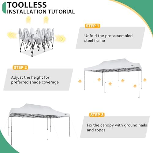 COBIZI 10x20 Heavy Duty Pop Up Canopy Tent with 6 Sidewalls Thicken Frame, Co...