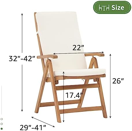 OC Orange-Casual Folding Patio Dining Chair Set of 2, Wood Chair, Beige