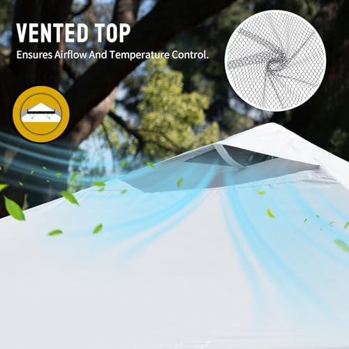 CROWN SHADES 10x10 Pop Up Canopy Tent with One Push Setup, Grid White