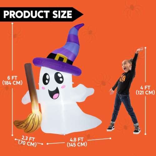 JOYIN Halloween Inflatables Ghost Outdoor Decorations, Cute Blow Up Ghost Hol...
