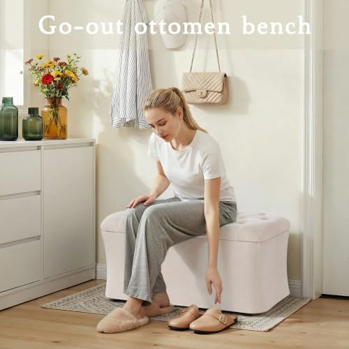 ONBRILL Storage Ottoman Bench, End of Bed Bench, 39.8 x 18.1 x 17.7 Inches Po...