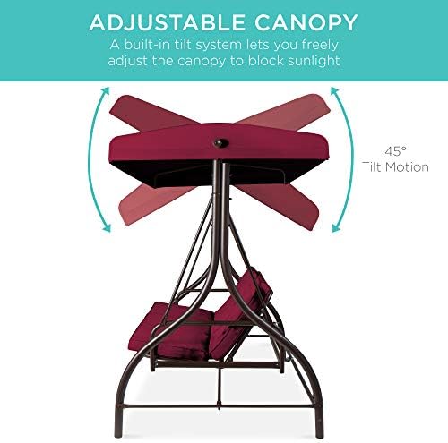 Best Choice Products 3-Seat Outdoor Large Converting Canopy Swing Glider, Pat...