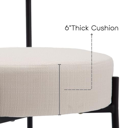 ROCITY Beige Modern Bar Stools Set of 2 Linen Upholstered Counter Stools with...