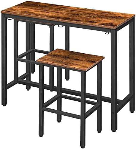 HOOBRO Bar Table Set, Pub Tables Bar Height with Stools Set of 2, Bar Chairs ...