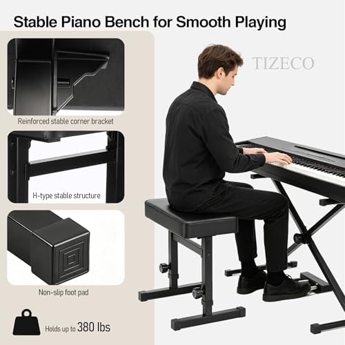 Piano Bench Adjustable Stool, Heavy Duty Music Keyboard Bench Seat for Piano ...