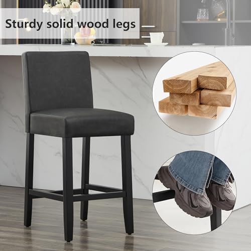 Bar Stools Set of 3, 26'' Counter Height Bar Stools, Black