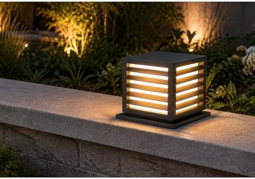Outdoor Post Cap Lights, 9.8" × 8.3" Modern Luxury Post Lantern, Ma...